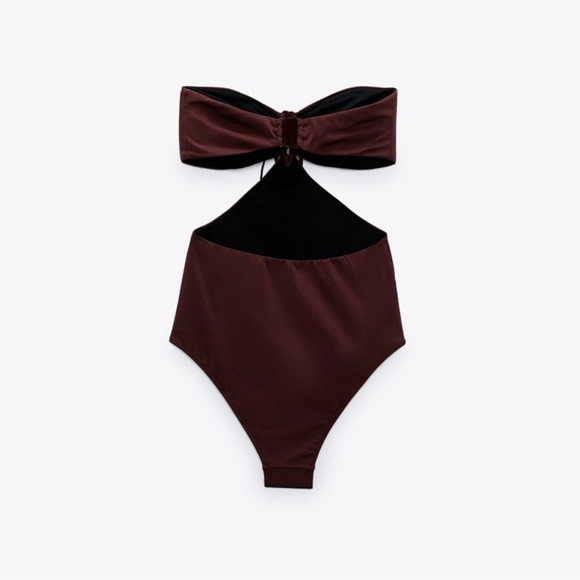 Zara cut out swimsuit in brown - Picture 3 of 5